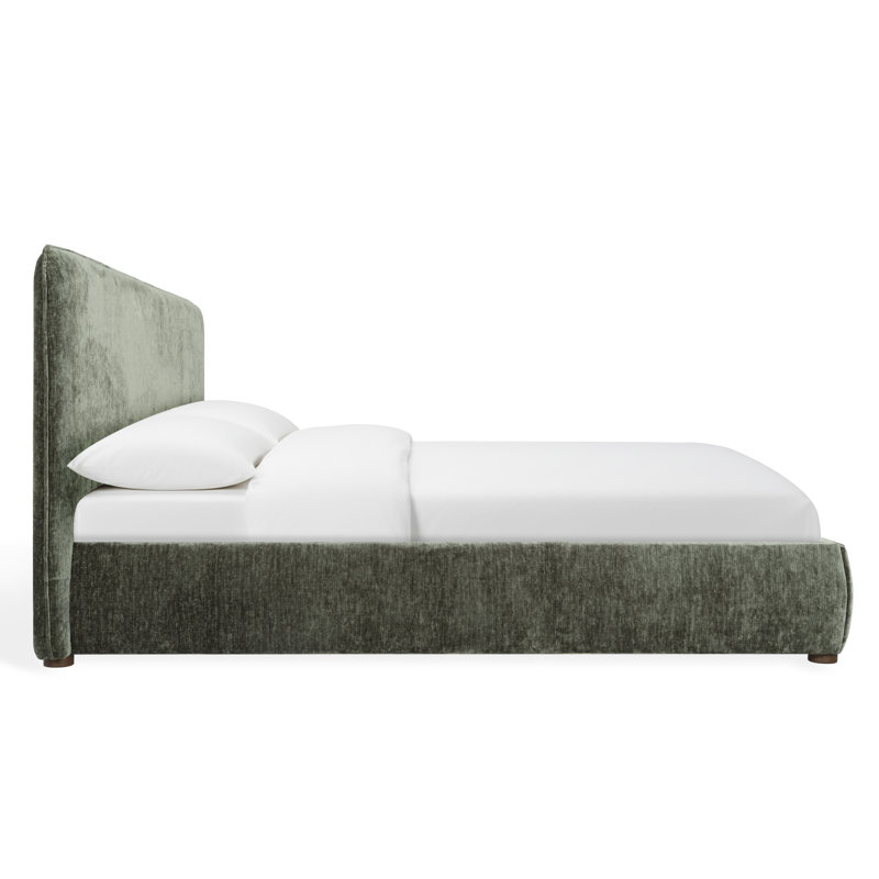 Callahan Upholstered Bed, King, Dark Green Chenille