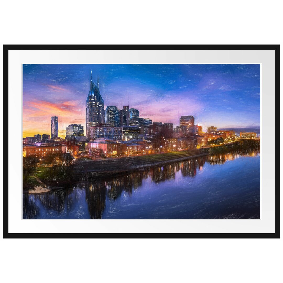 Gerahmtes Poster Nashville Skyline Panorama