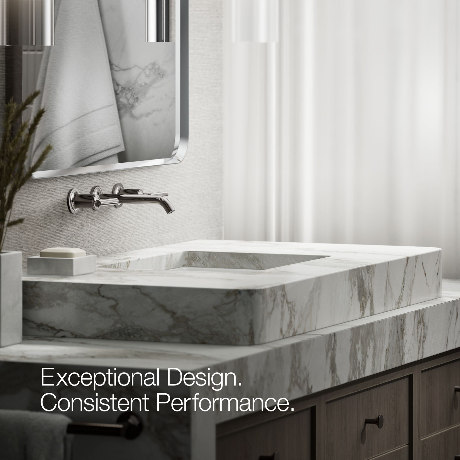 Purist Wall-Mounted Bathroom Faucet, Lever Handle, Vibrant Titanium