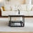 Marble Nesting Table, Coffee Table Set of 2 End Table,Accent Tea Table with Metal Frame,Black