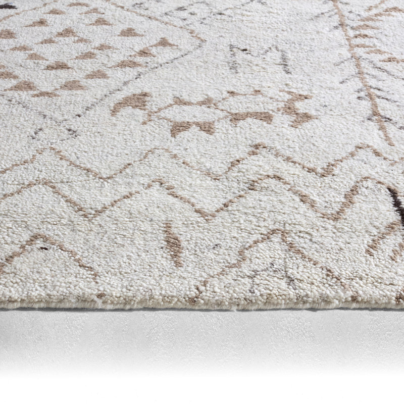 Hand Knotted Wool Area Rug in Cream/Brown, Rectangle 10' x 14'