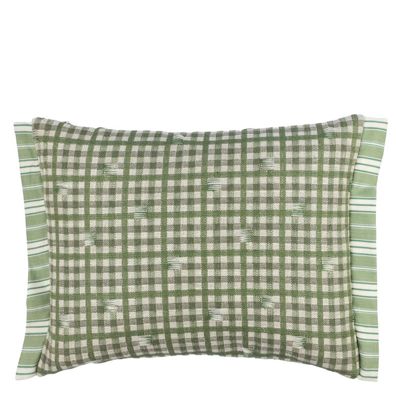 Toile Vichy Decorative Pillow, Emerald