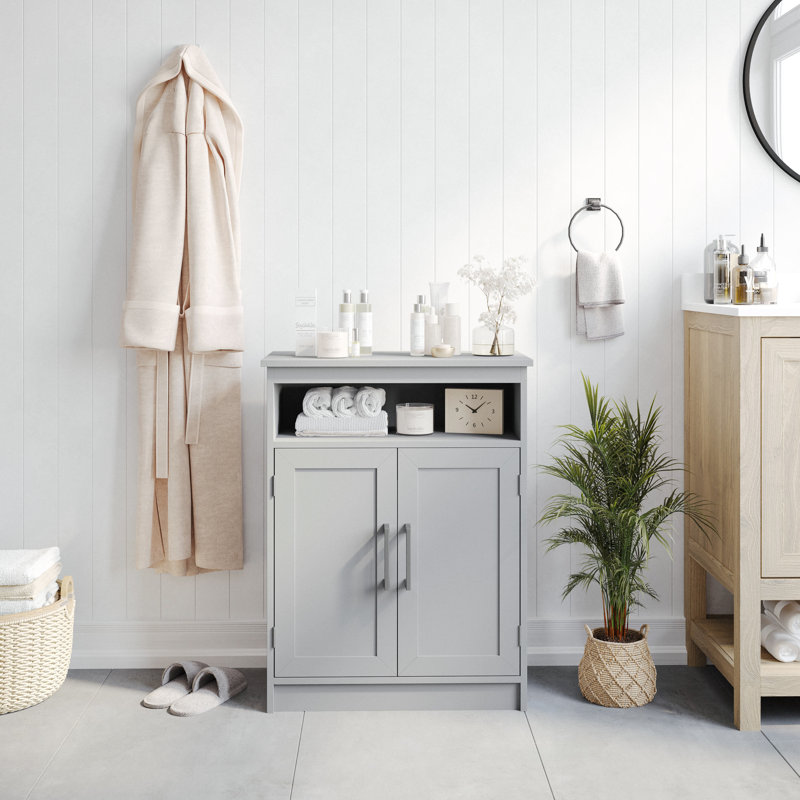 Vega Modern Bathroom Storage Cabinet with Magnetic Close Doors and Shelves, Gray