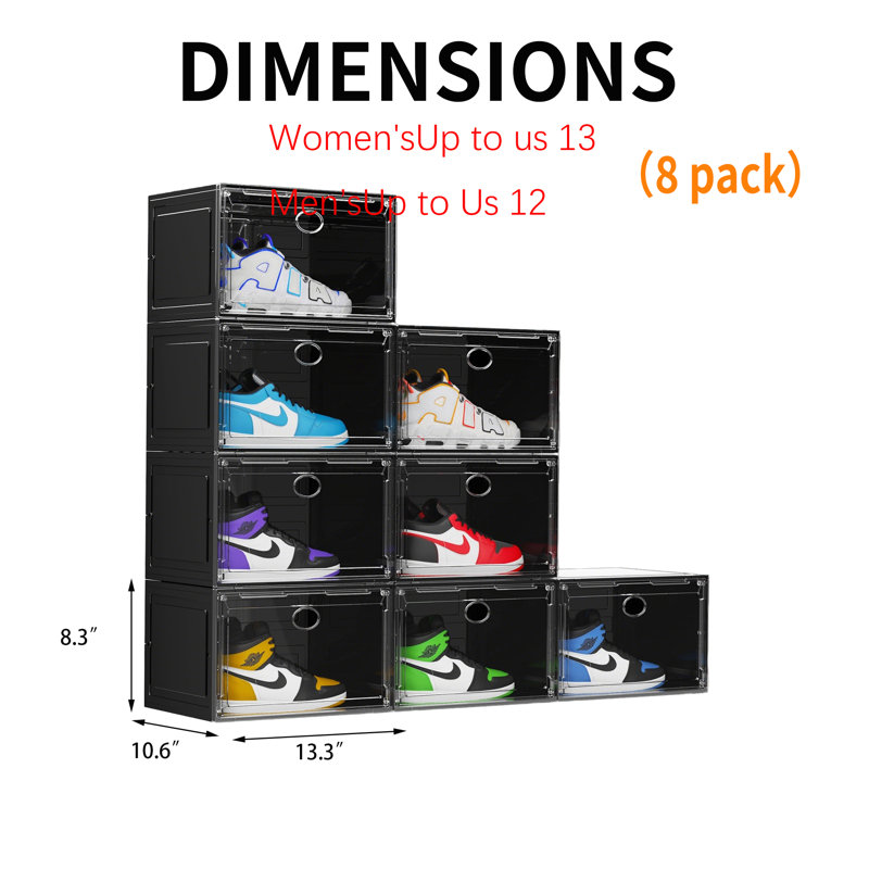 Stackable Clear Plastic Shoe Storage Box With Magnetic Door