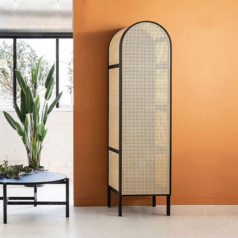 Armoire de rangement moderne minimaliste en rotin blanc