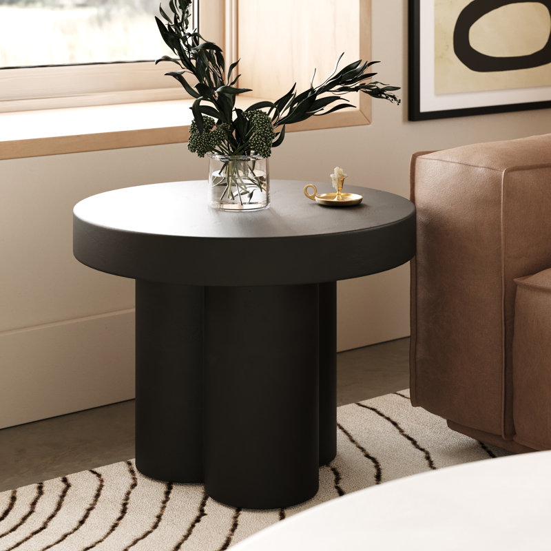 Kenneth Modern Concrete End Table, Black