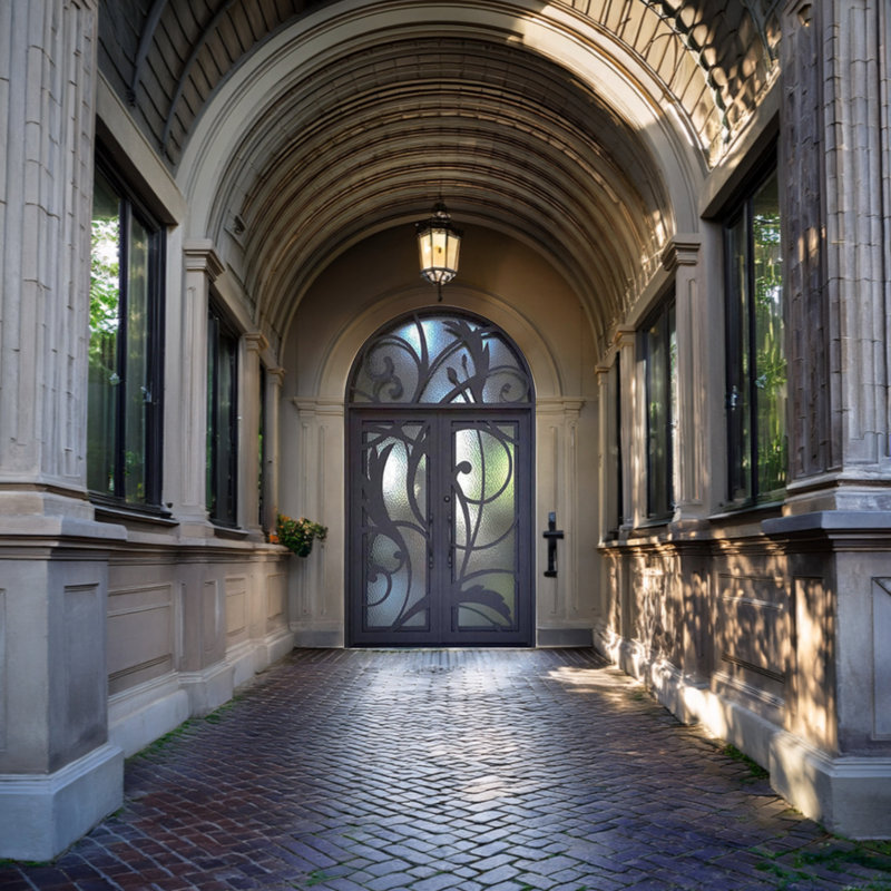 Aurora Iris Arched Iron Door