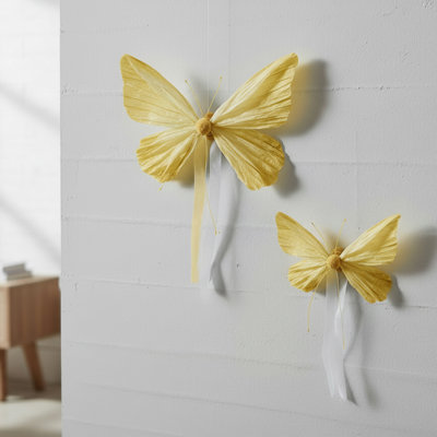 Haight Hanging Paper Butterfly Yellow - Set Of 2