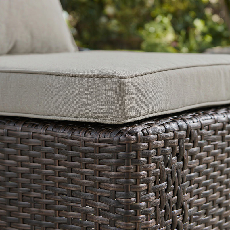 Ensemble 2 pièces de conversation pour fauteuil avec coussins et siège en rotin pour jardin, Gris, Brun