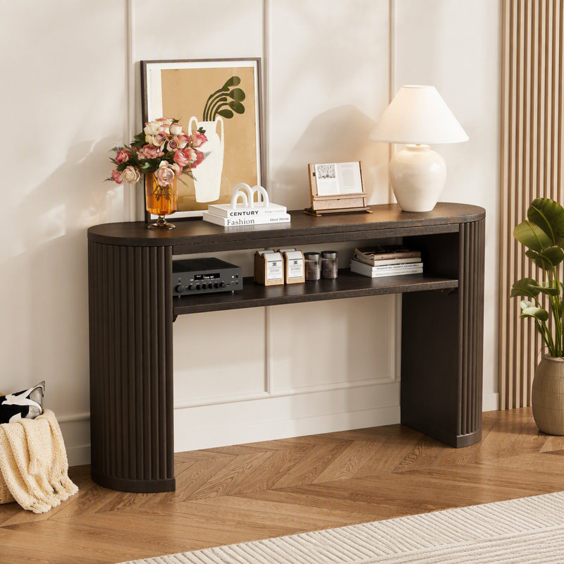 Console rustique avec pieds cannelés Trexm, Espresso