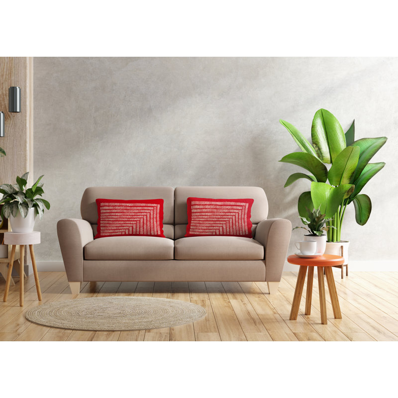 Polyester/Polyester Blend Lumbar Rectangular Indoor/Outdoor Pillow Cover & Insert, Red