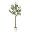 Arbre artificiel 4 pi en pot blanc - Faux arbre en pot avec 14 fruits réalistes et feuilles réalistes pour la maison et le bureau