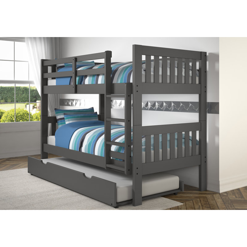 Dubbo Solid Wood Standard Bunk Bed with Trundle by Harriet Bee, Twin Over Twin