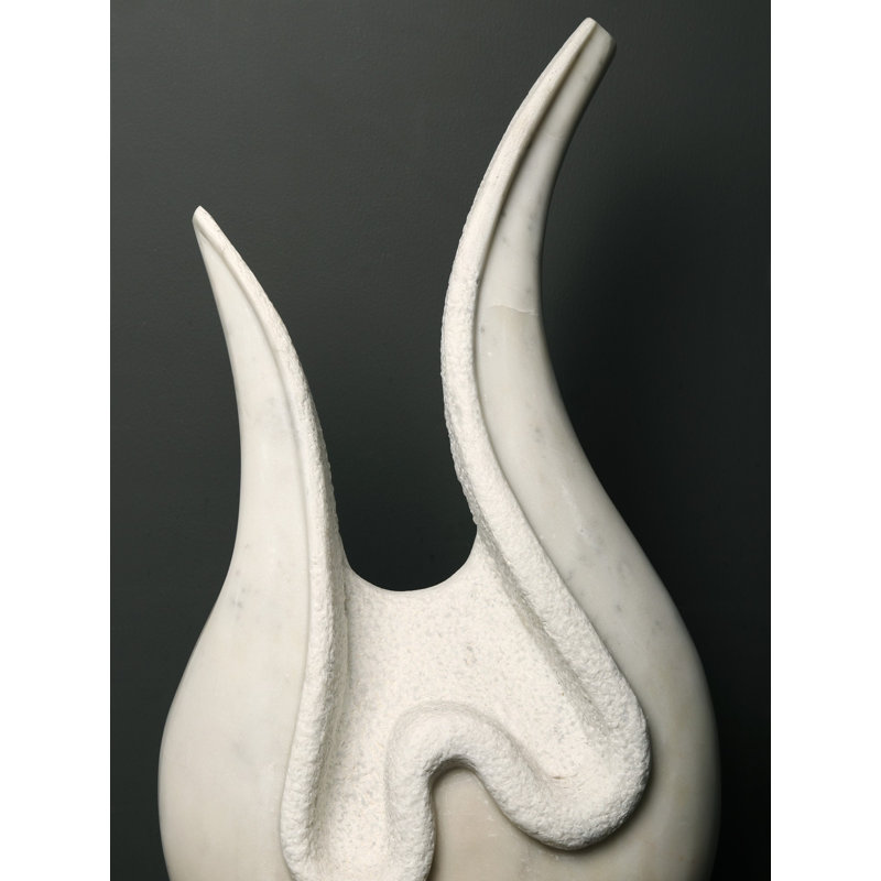 Sculpture abstraite en marbre blanc - "Awakening" Art moderne fabriqué à la main, pièce de décoration contemporaine pour le salon et la galerie