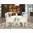 3 Piece Dining Table Set for Small Spaces Contains a Round Dining Room Table with Pedestal and 2 Linen Fabric Upholstered Chairs, 42x42 Inch, Linen White-2037101453-2037101442-2102752941