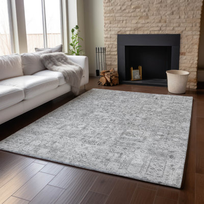 Premium Machine Washable Cerrito AMF611 Gray Rug