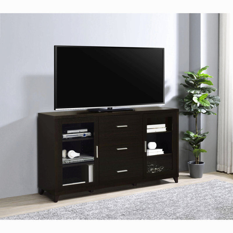 Console de télévision rectangulaire à 3 tiroirs Nyler Cappuccino