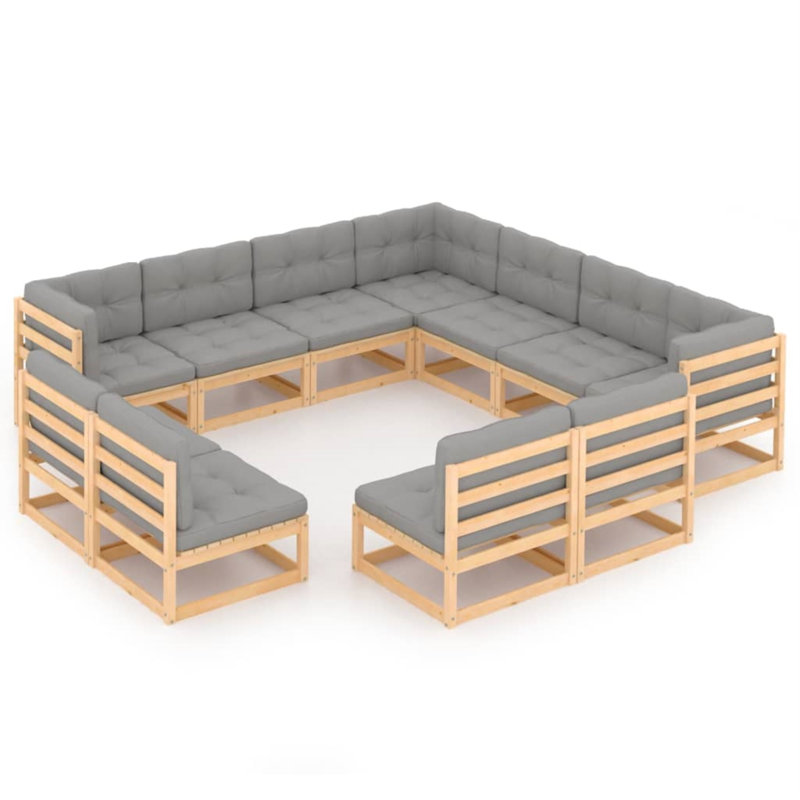 Ensemble de conversation modulaire avec coussins Sheniah, Gris foncé 1