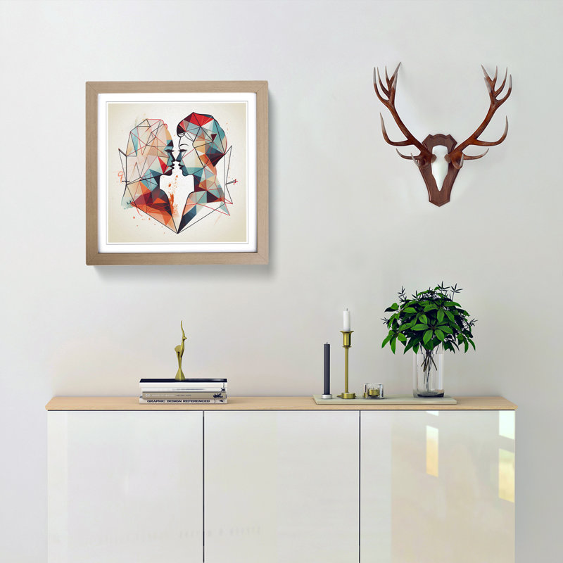 Lovers Geometric No.1 - Framed Print, Oak