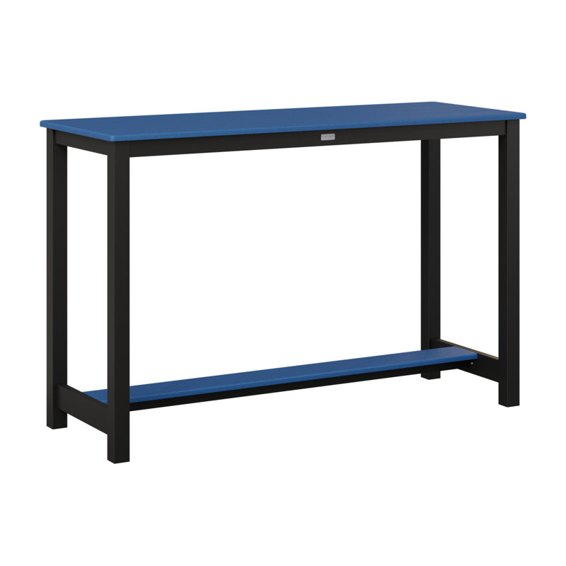 Balcony Outdoor Rectangle Bar Table, Pacific Blue, 38.5" H x 60" W x 22" D, Matte Black