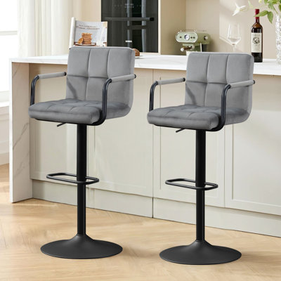 Tabouret de bar rembourré en velours Damiah Crosdy