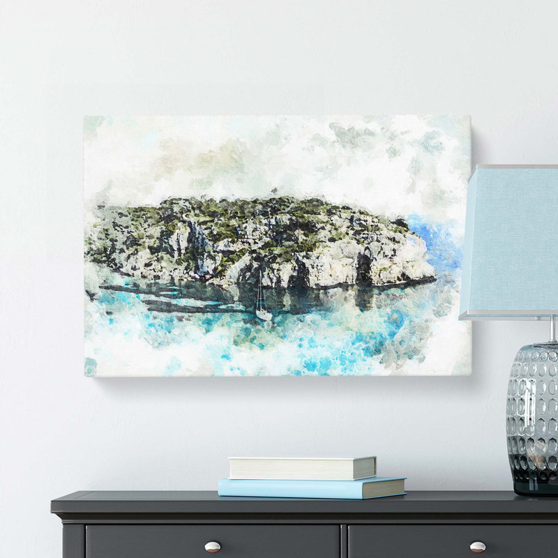Sailing Boat In Formentera Spain In Abstract - Wrapped Canvas, 50cm H x 76cm W x 3cm D