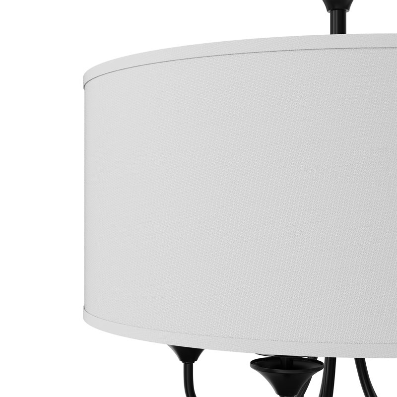 Luminaire suspendu tambour 5 lumières, Noir mat / blanc