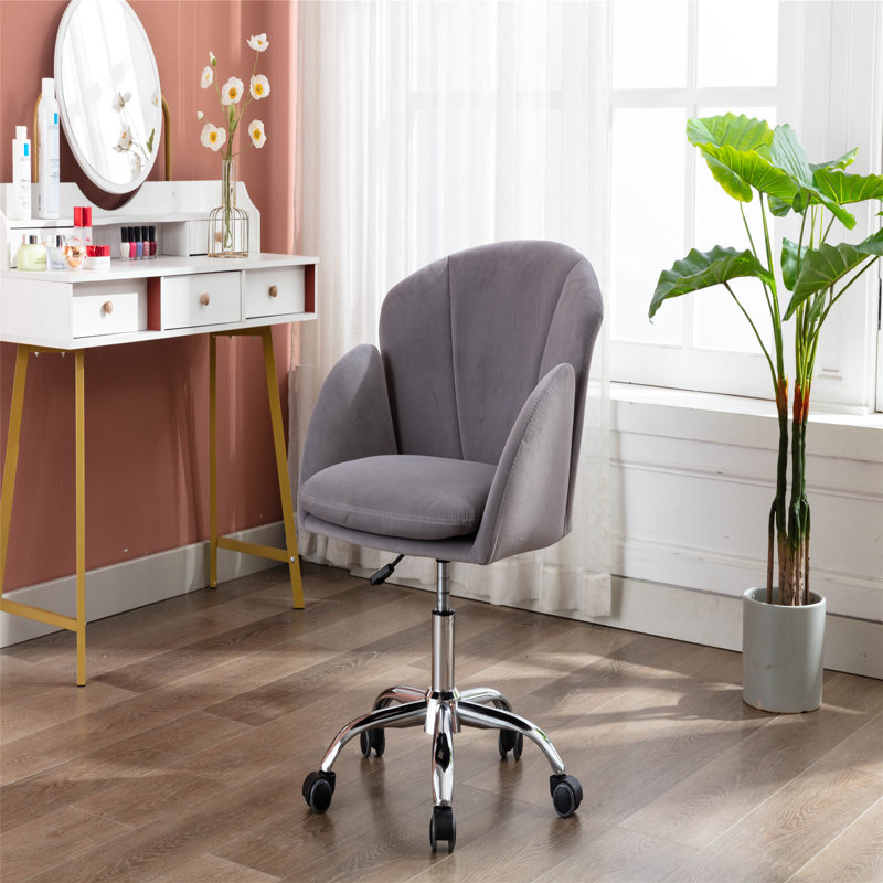 Cescily Velvet Task Chair, Gray