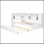 Lit de jour simple en bois avec tablettes de rangement, USB et lit gigogne, blanc