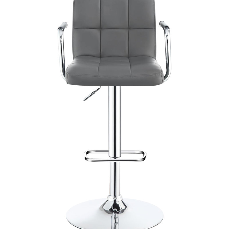 Tabouret de bar réglable gris - base en métal, rembourrage en mousse, base