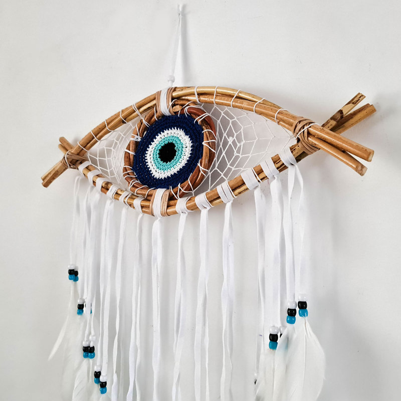 Hand Woven Cotton Wall Hanging, White, 4cm H x 15cm W