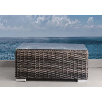 All-Weather Outdoor Coffee Table with Tempered Glass Top