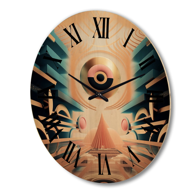 Master Consciousness Future Geometry Seance II - Abstract Geometric Oversized Wood Wall Clock, Très grand