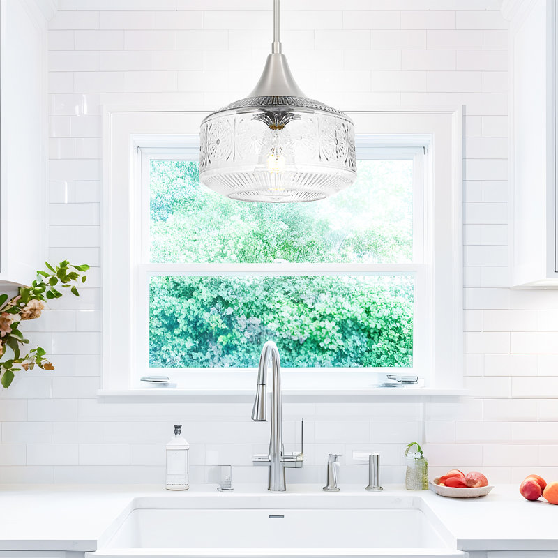 1 - Light Single Pendant, Clear, Brushed Nickel