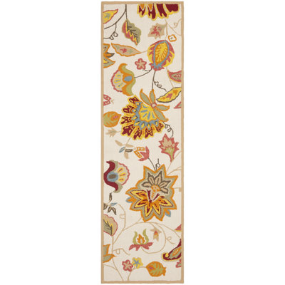 Tapis intérieur / extérieur floral ivoire / jaune Carvalho