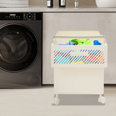 Ensemble de paniers de rangement pliables pour vêtements sales avec roulettes