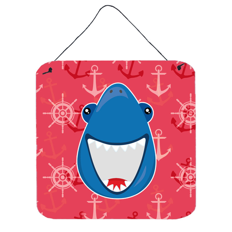 Grande décoration murale en aluminium ouvert requin