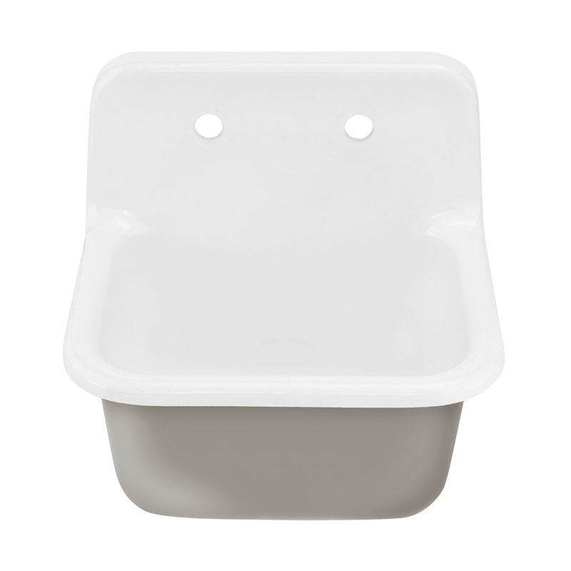 Loire 22" Cast Iron Rectangle Wall-Mounted Sink In Glossy Taupe, Glossy Taupe