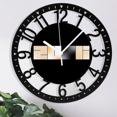 10" Round Iron Wall Clock 2026 | Silent Quartz, Arabic Numerals, UV-Printed