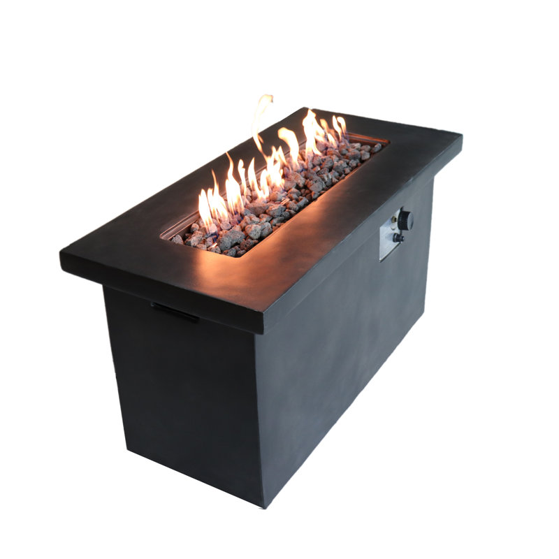 24'' H Concrete Outdoor Fireplace, 50000 , Propane/Natural Gas, Rust , Charcoal, Modern Design Fire Pit, Propane & Natural Weather Charcoal Colored