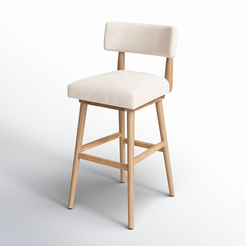 Natural Wood Swivel Counter Stool with Upholstered Seat