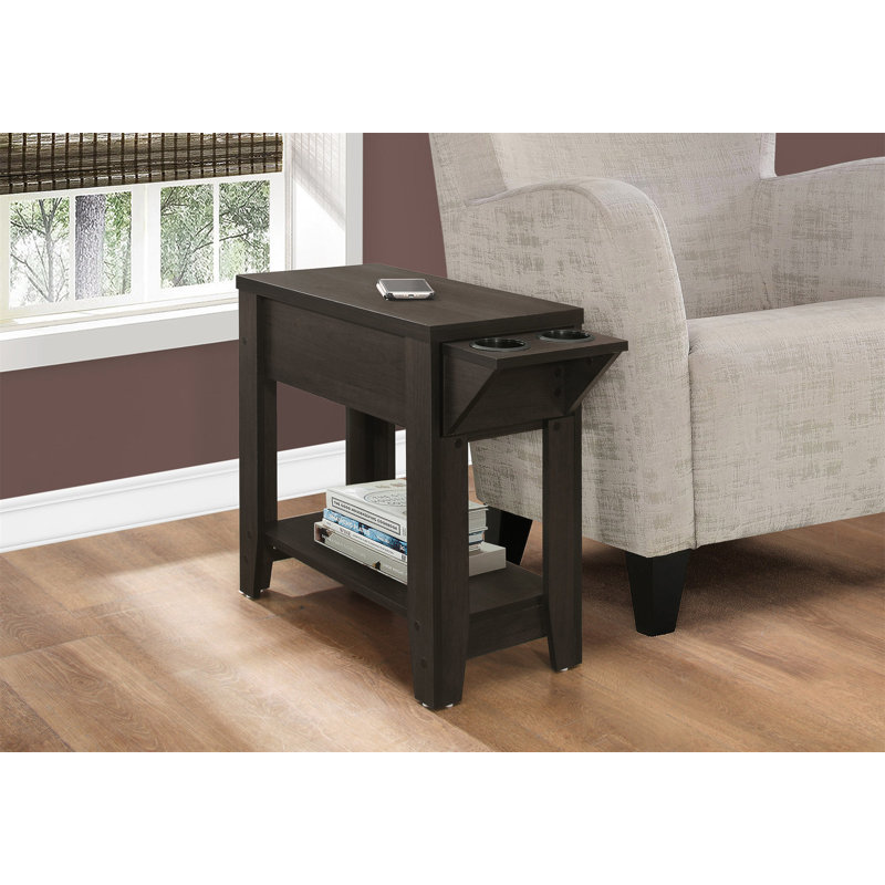 Table d'appoint, côté, bout, rangement, lampe, salon, chambre à coucher, stratifié brun, transitionnel, Espresso