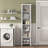 Tall Narrow Bathroom Floor Storage Cabinet with 2 Doors & 6 Shelves, Multifunctional Wooden Freestanding Cabinet for Bathroom & Living Room