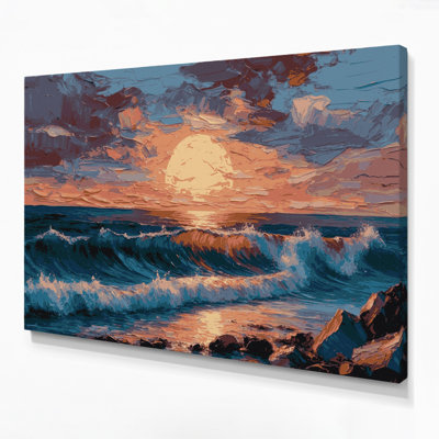 «Coastal Coastal Sunset Colors», art mural sur toile mauve
