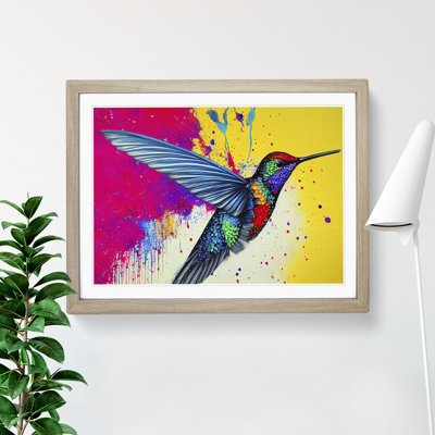 XH1022-6105X Modern Hummingbird Abstract 1 Piece Single Picture Frame Wall Art