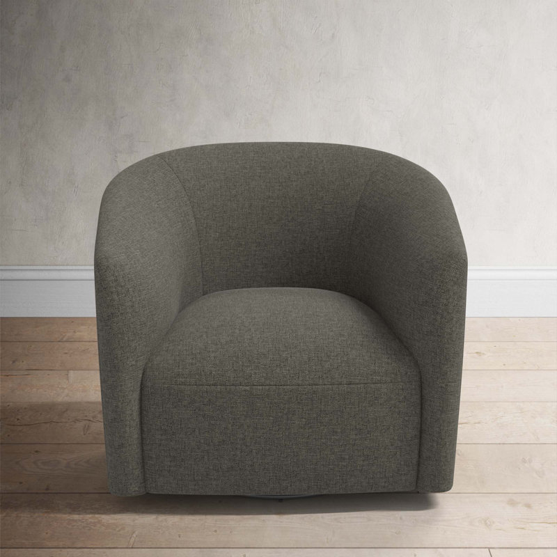 Marita 32" Barrel Chair, Zuma Charcoal Textured Linen