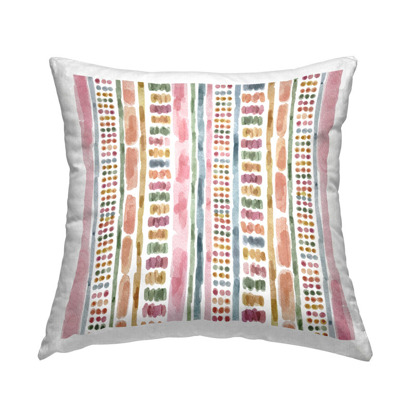 Coussin décoratif à pois roses variés à rayures Boho par Nina Muis