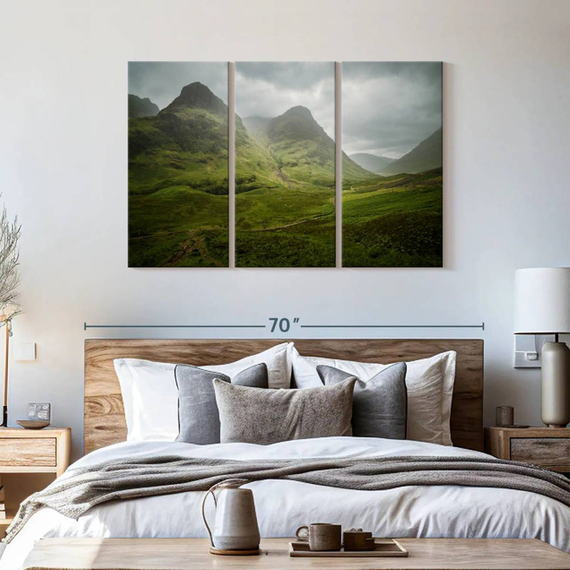 Ensemble de 3 pièces sur toile The Road To Glencoe, Écosse, H 36 po x l 57 po x P 1,25 po