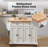 35.4" Kitchen Island Cart - Lockable Wheels with Storage Cabinet, Spice Rack & Drawer for Kitchen-1634908758