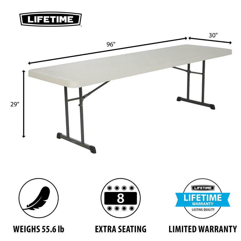 Table pliante portative en plastique, Amande, H 29 po x L 96 po x l 30 po